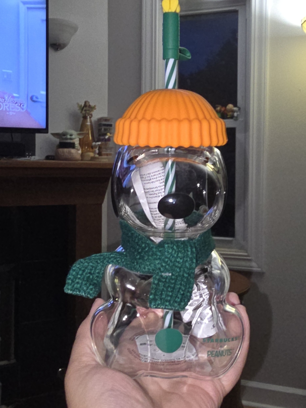 0Snoopy +Starbucks Snoopy Cup with Orange Hat and Green Scarf